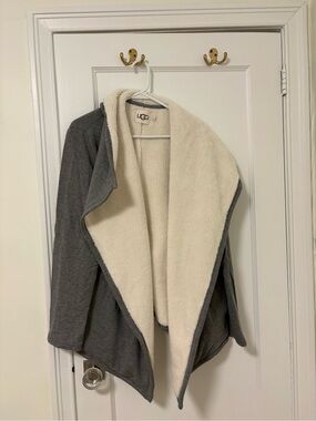 UGG Women's Gray Cardigan with Cream Sherpa Lining